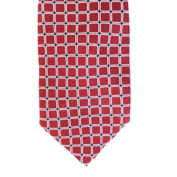 Ralph Lauren Chaps Tie Red White Graphic 3" Wide Silk Business Accessory - Picture 5 of 6